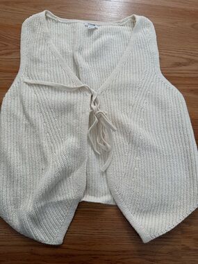 Garage Cream Knit Tie-Front Tank Vest